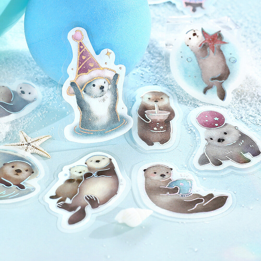 Stickers of Sea Otters doing cute activities