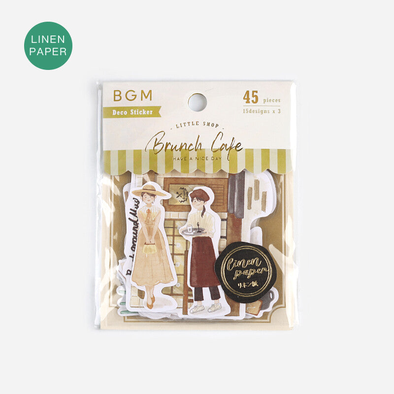 BGM - Linen paper Stickers, Little Shop series, Brunch Cafe, packet