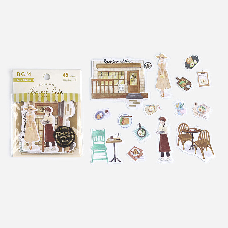 BGM - Linen paper Stickers, Little Shop series, Brunch Cafe, contents