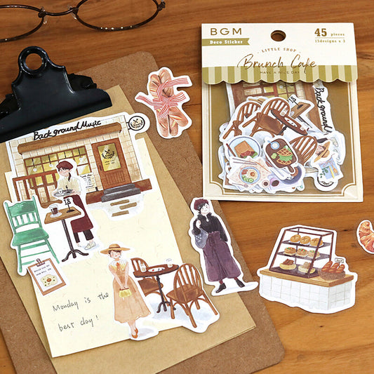 BGM - Linen paper Stickers, Little Shop series, Brunch Cafe, product