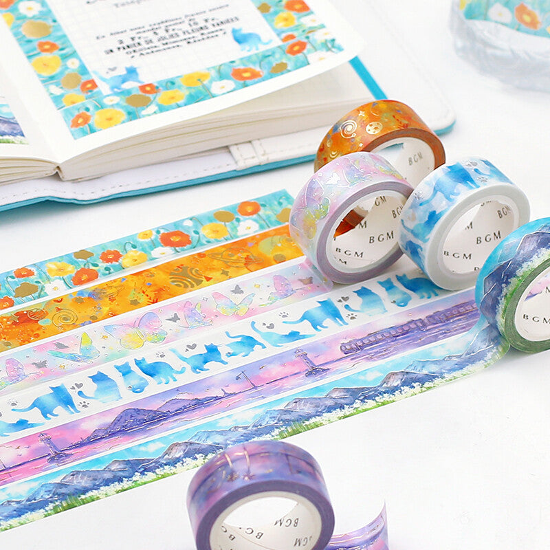 BGM - Washi Tape Foil Stamping LIFE, sea train, gold foil, collection