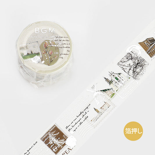 BGM - Washi tape, special poem letter, white, silver foil, product