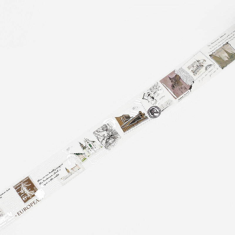 BGM - Washi tape, special poem letter, white, silver foil, design