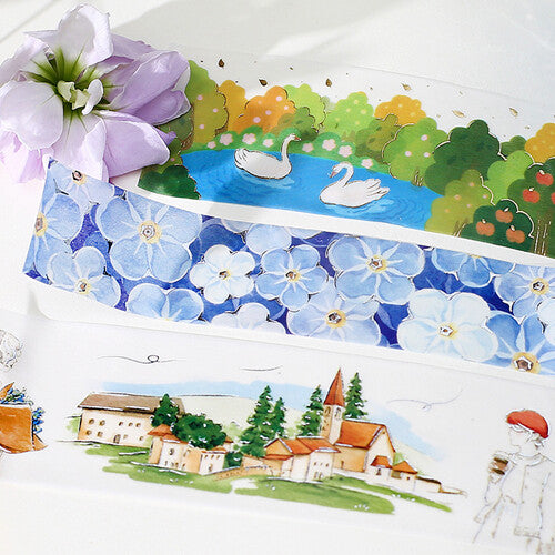 BGM - Washi tape, sea of blue, flower LIFE, silver foil, collection