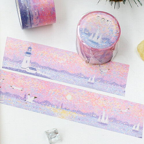 BGM - Washi tape, Special "Dot Drawing" Seaside, silver foil, design