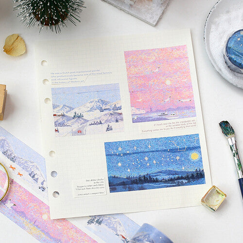 BGM - Washi tape, Special "Dot Drawing" Seaside, silver foil, in use