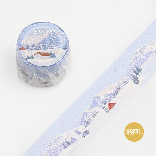 BGM - Washi tape, Special "Dot Drawing" Snow mountain, silver foil, product