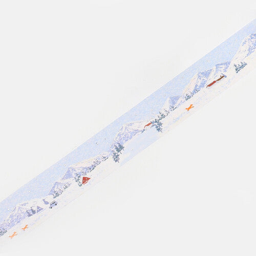 BGM - Washi tape, Special "Dot Drawing" Snow mountain, silver foil, loop