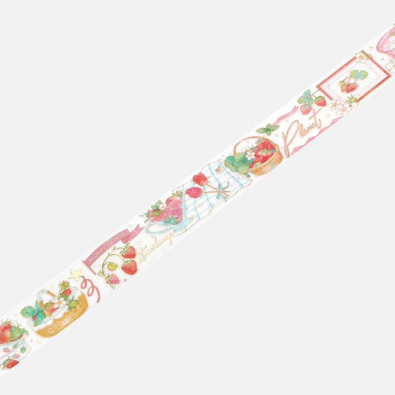 BGM - Washi tape, picnic strawberry LIFE, gold foil, loop design