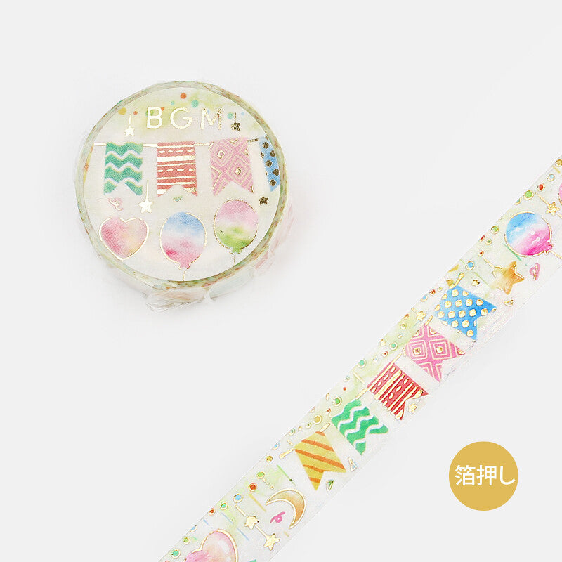 BGM - Washi tape, stamping party garland LIFE, gold foil, product