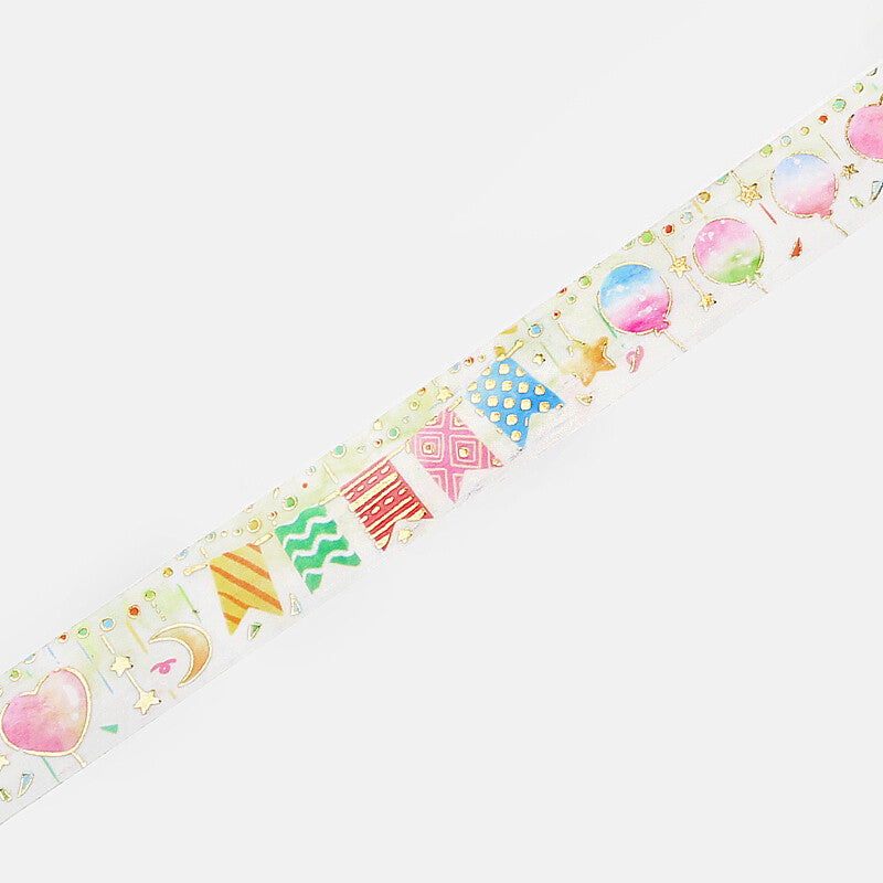 BGM - Washi tape, stamping party garland LIFE, gold foil, loop design