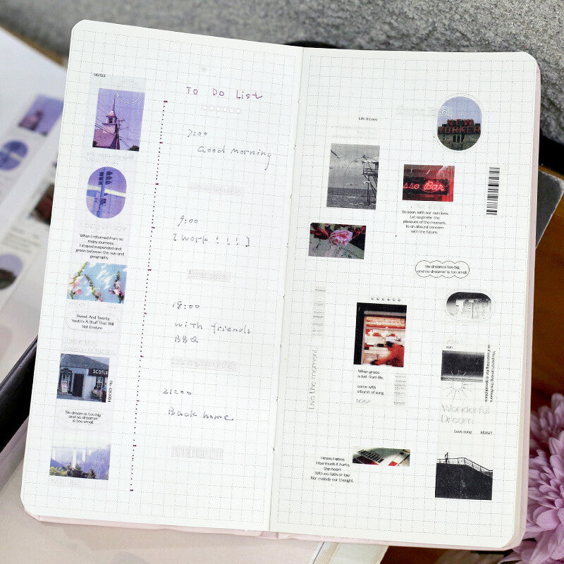 BGM - Washi tape, Color city scenes, purple, journaling