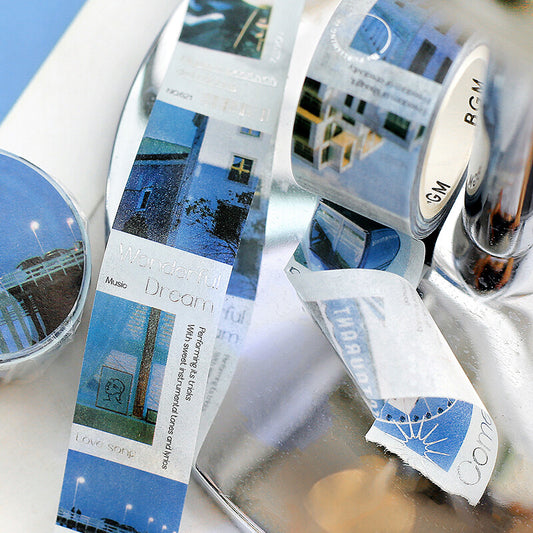 BGM - Washi tape, Color city scenes, blue, design