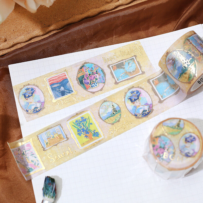 BGM - Washi tape, Art tour, roman, gold foil, application