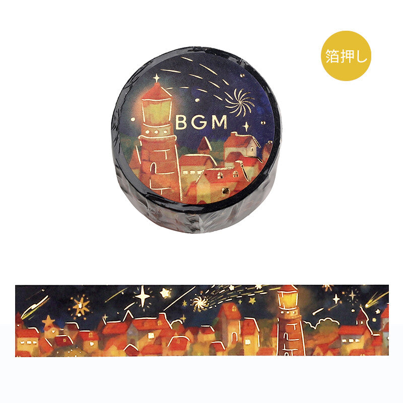 BGM - Washi tape, night of shooting stars, gold foil, product