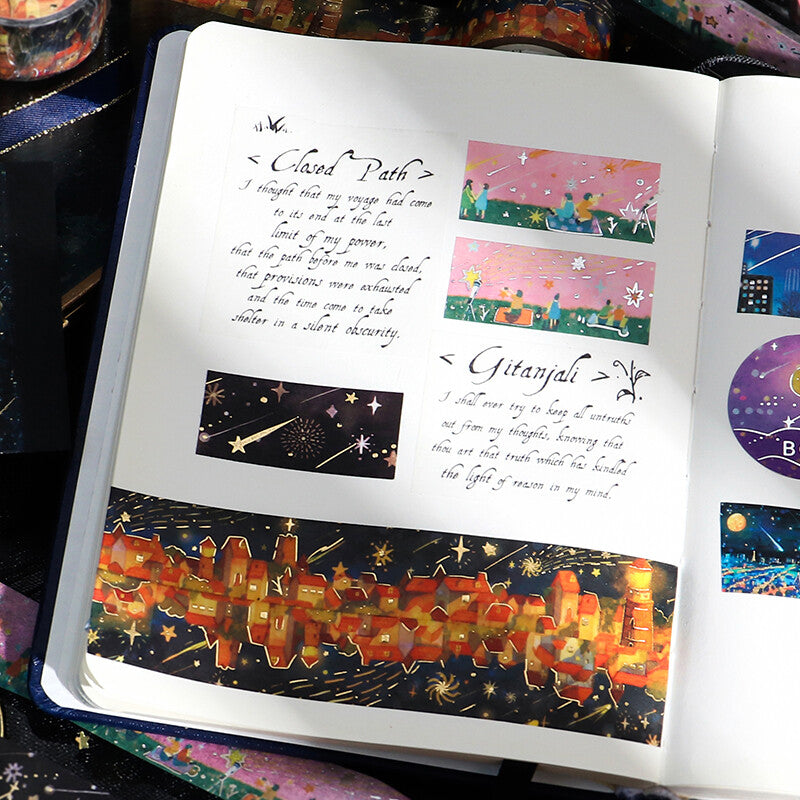 BGM - Washi tape, night of shooting stars, gold foil, design