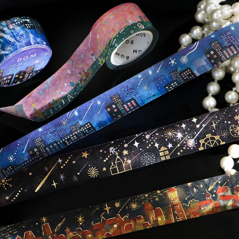 BGM - Washi tape, night of shooting stars, gold foil, unrolled