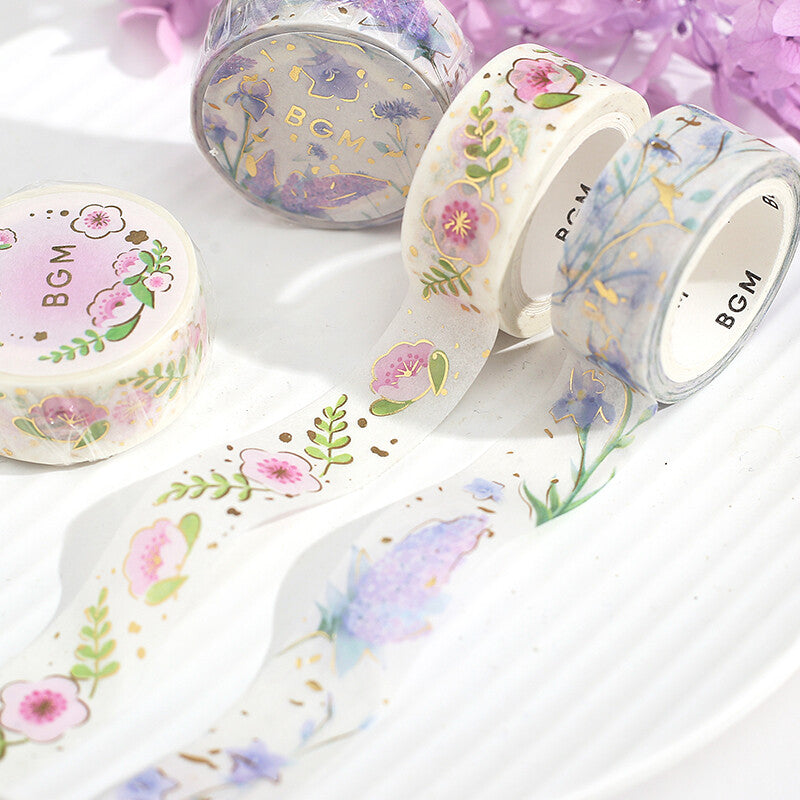 BGM - Washi tape - Lovely flower, gold foil, series