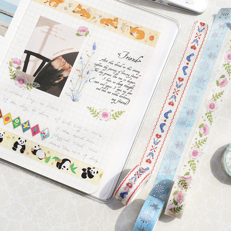 BGM - Washi tape - Lovely flower, gold foil, in use