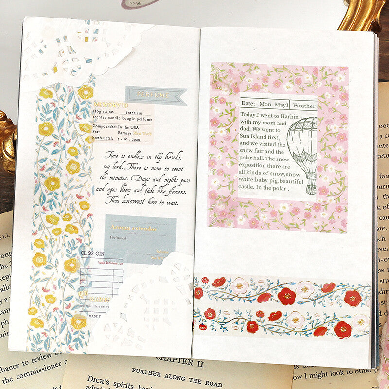 BGM - Washi tape, Yamacha Blossom, gold foil, in use