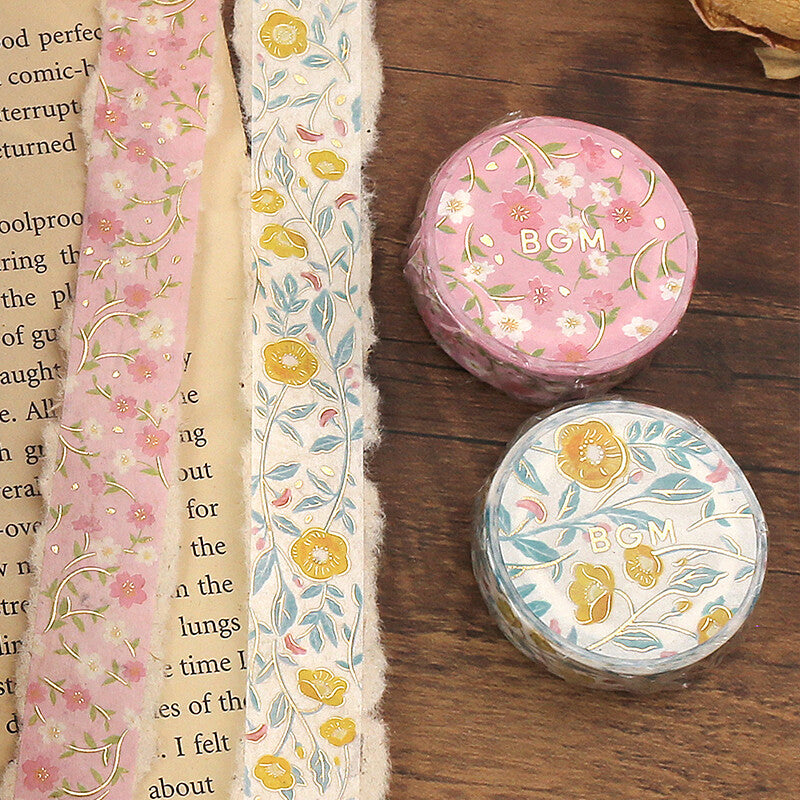 BGM - Washi tape, Yamacha Blossom, gold foil, series