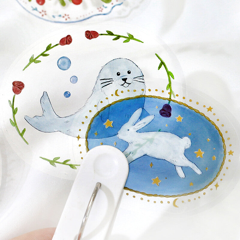 BGM - Clear PET Stickers, maiden brooch animals, pink, cute animals