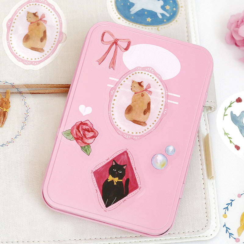 BGM - Clear PET Stickers, maiden brooch animals, pink, versatile