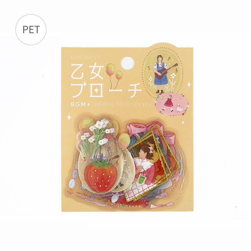 BGM - Clear PET Stickers, maiden brooch girl, yellow, product