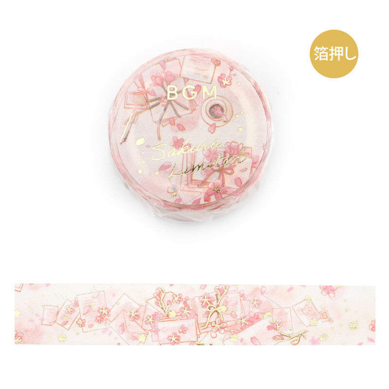 BGM - Washi tape, Cherry blossom, Sakura, limited design, gold foil, product