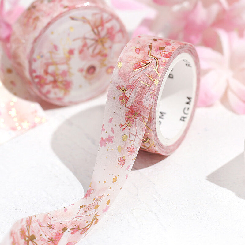 BGM - Washi tape, Cherry blossom, Sakura, limited design, gold foil, design