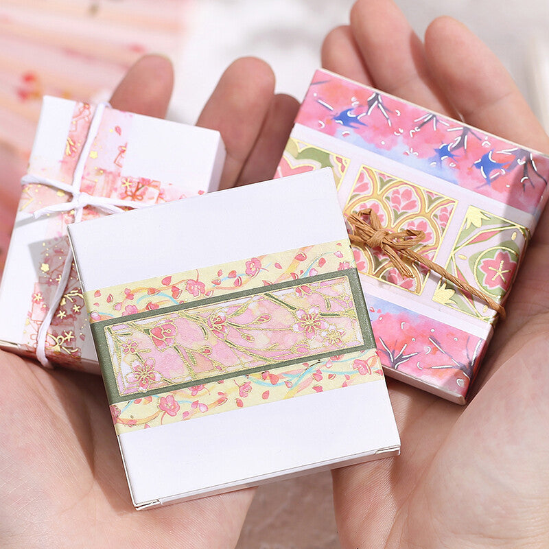 BGM - Washi tape, Cherry blossom, Sakura, limited design, gold foil, in use