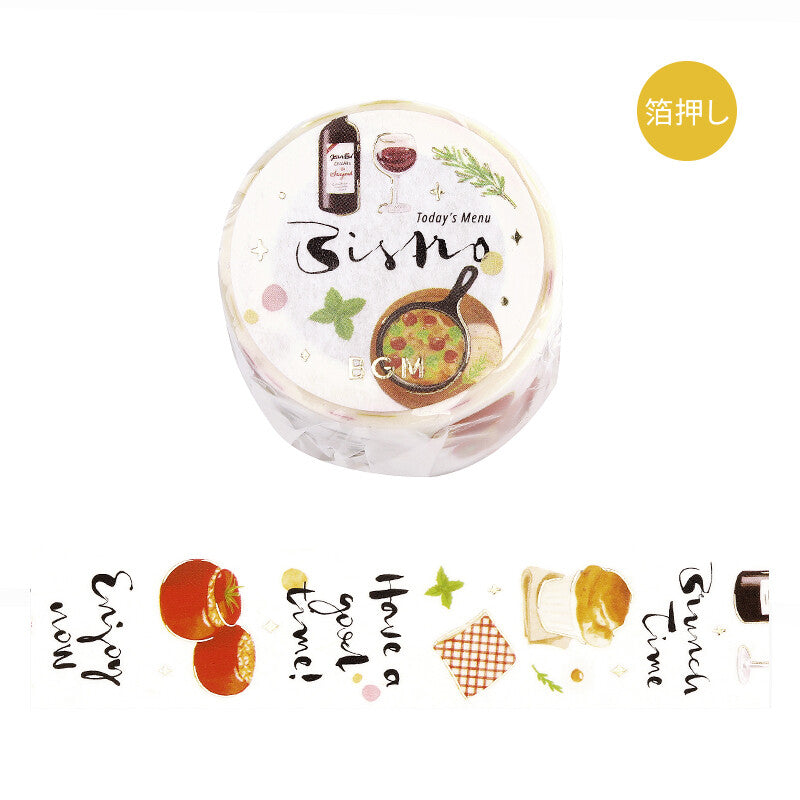 BGM - Washi tape, Today's Menu, Bistro, gold foil, product