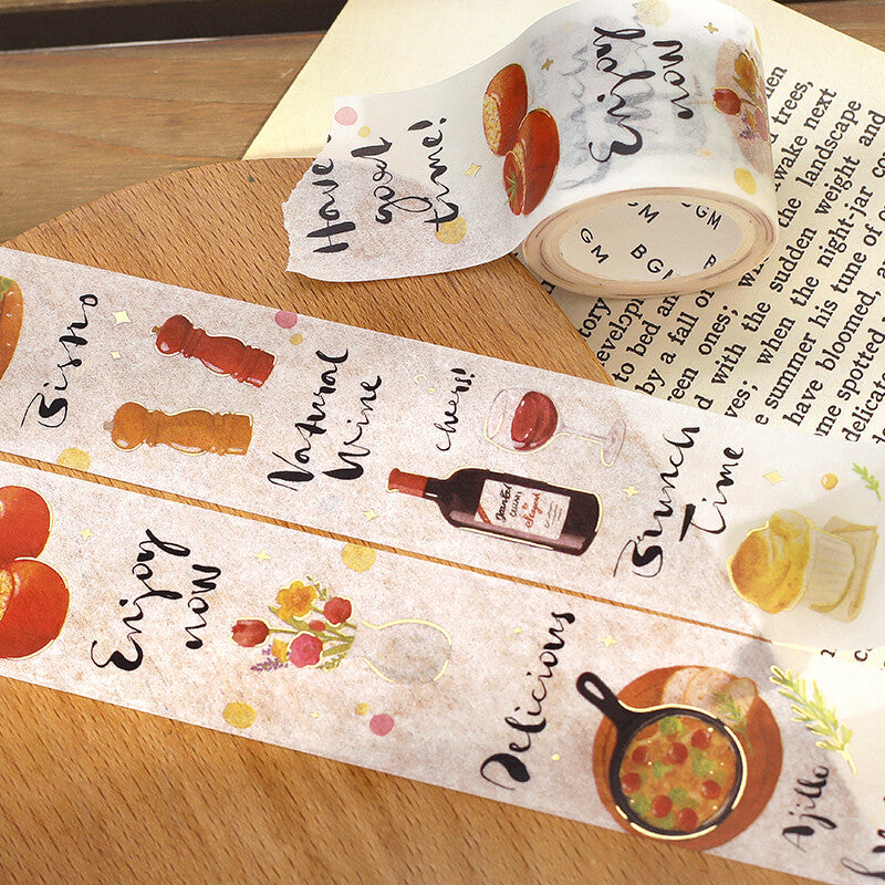 BGM - Washi tape, Today's Menu, Bistro, gold foil, designs