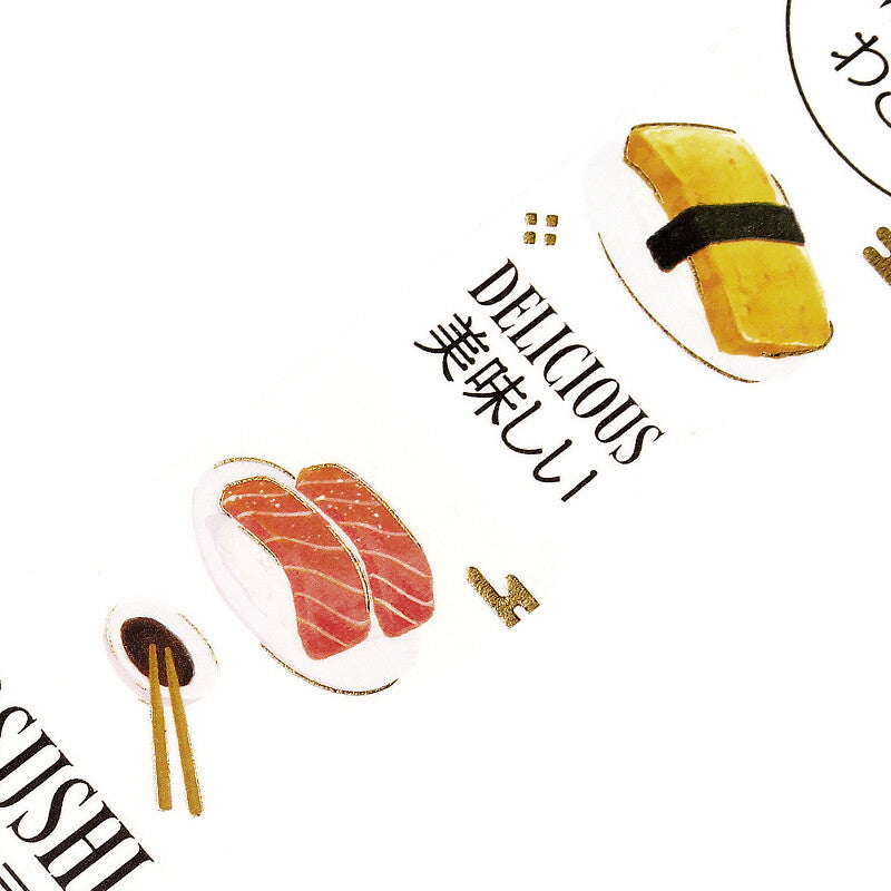 BGM, Washi tape, Today's Menu, Sushi, gold foil, illustration