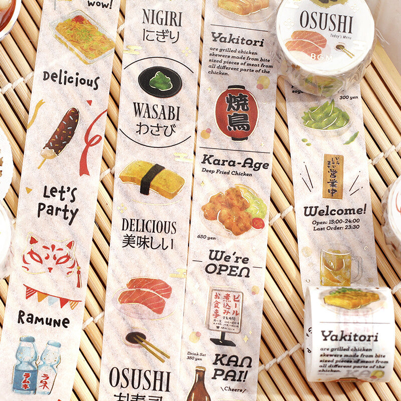 BGM, Washi tape, Today's Menu, Sushi, gold foil, series designs