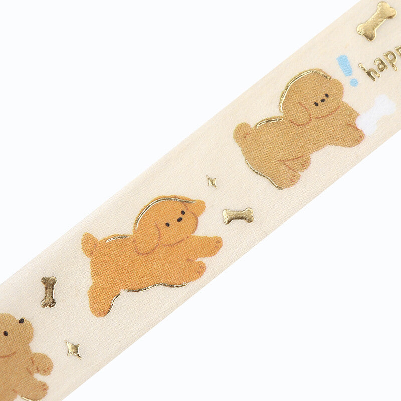 BGM - Washi tape, puppies, gold foil, puppy playing, loop