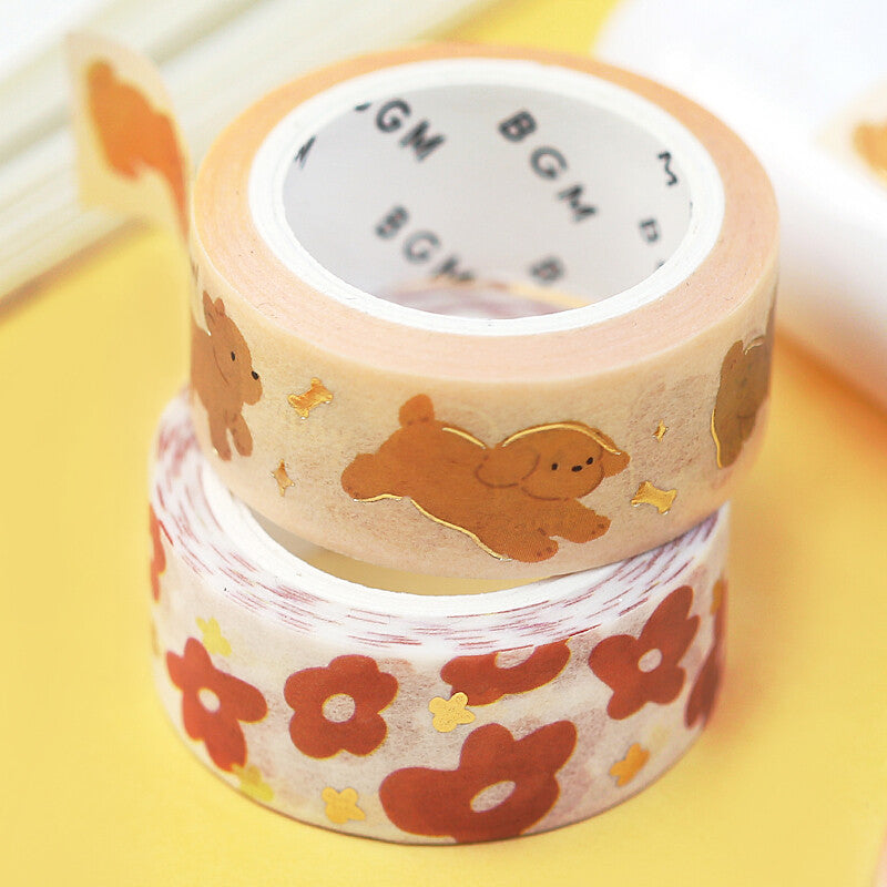 BGM - Washi tape, puppies, gold foil, design