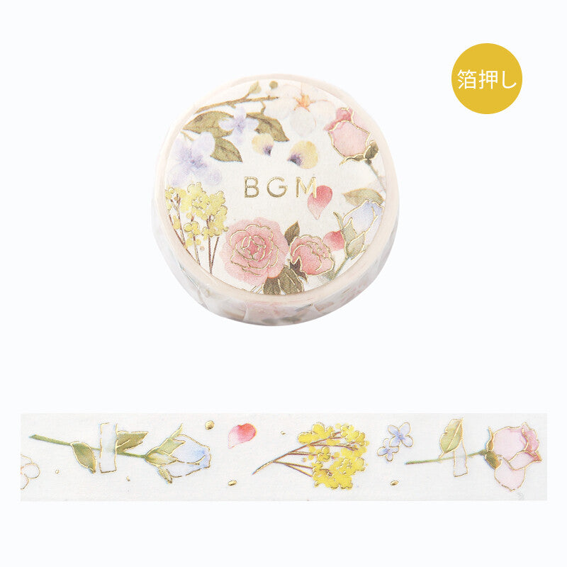 BGM - Washi tape, flower poem, gold foil, product