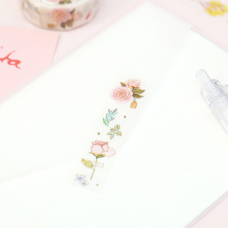 BGM - Washi tape, flower poem, gold foil, illustrations