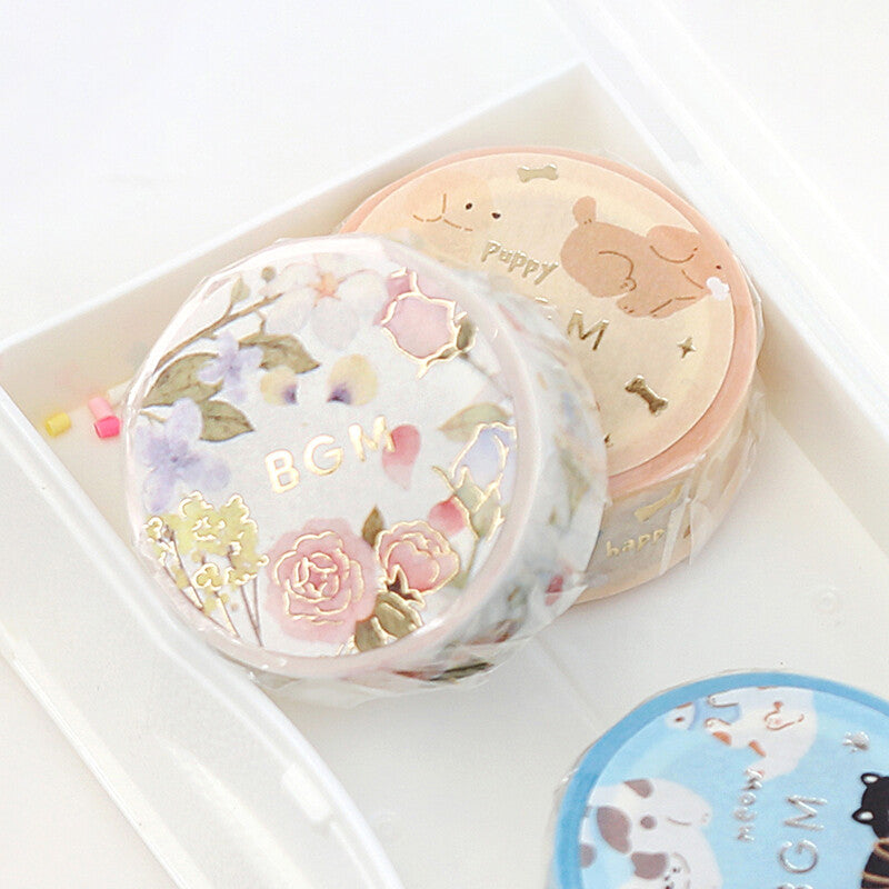 BGM - Washi tape, flower poem, gold foil, series