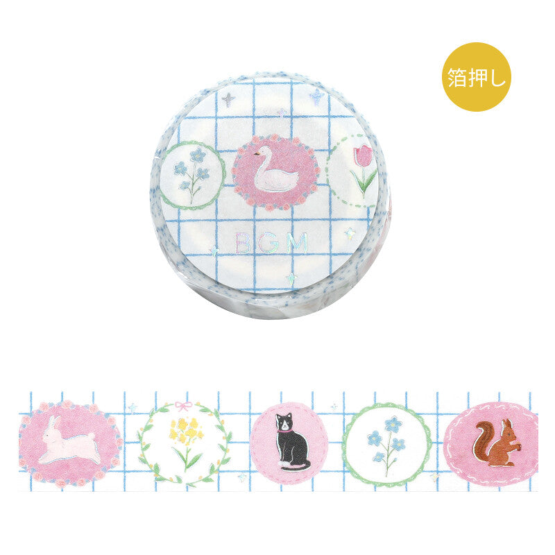 BGM - Washi tape, Swan Brooch, silver iridescent foil, product