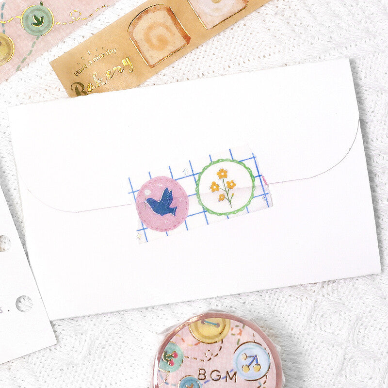 BGM - Washi tape, Swan Brooch, silver iridescent foil designs