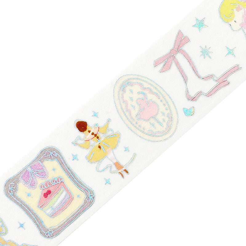 BGM - Washi tape, Ballerina, silver iridescent foil, design