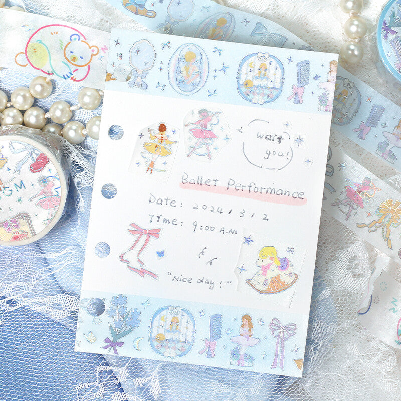 BGM - Washi tape, Ballerina, silver iridescent foil, decoration