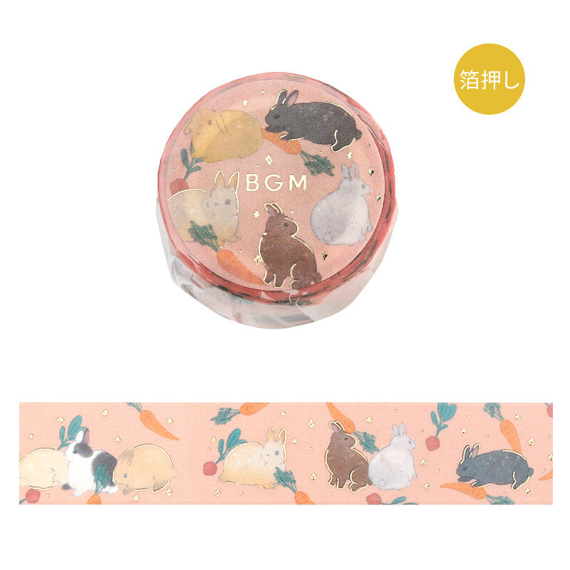 BGM - Washi tape, Rabbit Country, gold foil, product