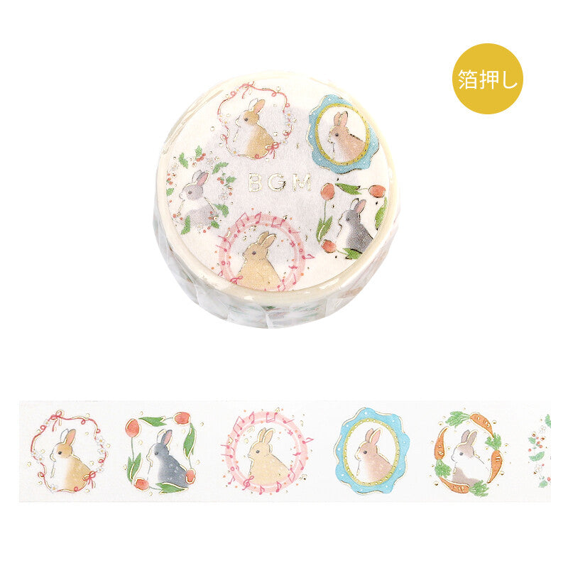 BGM - Washi tape, Rabbit Country in Frame, gold foil, product