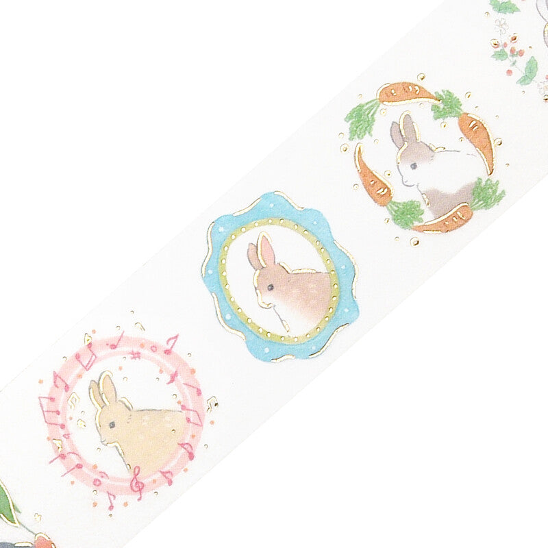 BGM - Washi tape, Rabbit Country in Frame, gold foil, illustrations