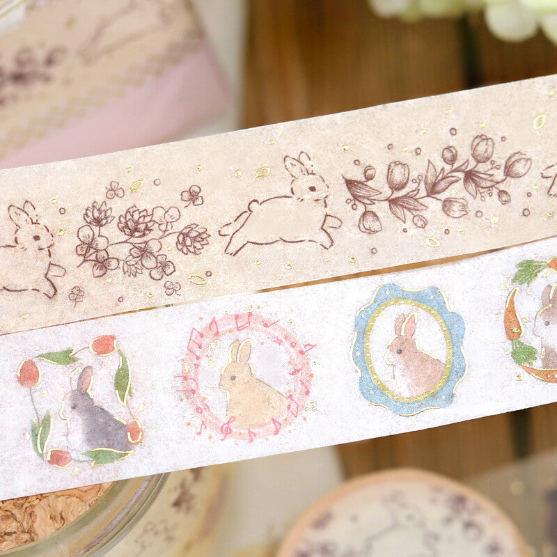 BGM - Washi tape, Rabbit Country in Frame, gold foil, designs