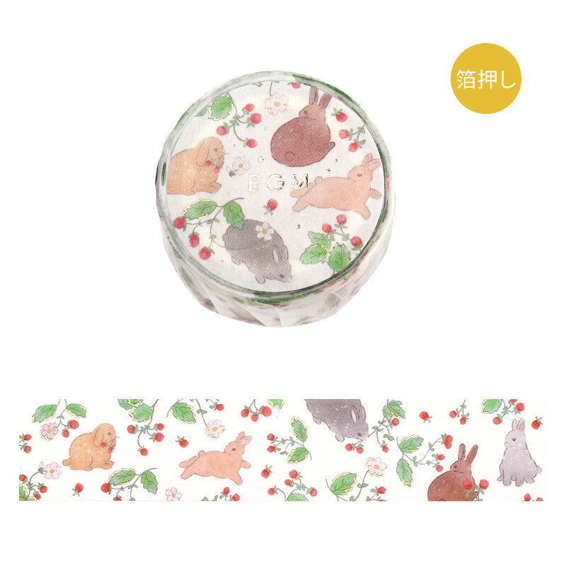 BGM - Washi tape, Rabbit Country Forest, gold foil, product