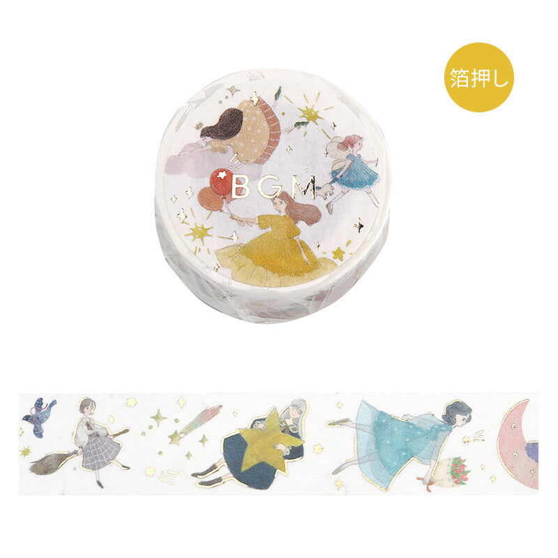 BGM - Washi tape, Flying girl, gold foil, product